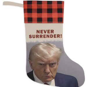 Trump Never Surrender Christmas Stocking Red
