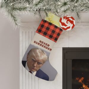 Trump Never Surrender Christmas Stockings Red