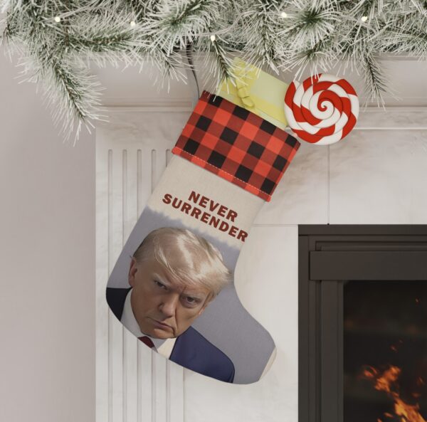 Trump Never Surrender Christmas Stockings Red