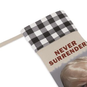 Trump Never Surrender Christmas Stockings White