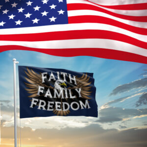 Faith Family Freedom Bold Eagle Navy Blue Flags 2024