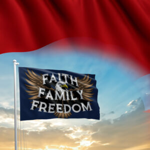 Faith Family Freedom Bold Eagle Navy Blue Flags