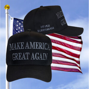 Trump 2024 Never Surrender Black MAGA Baseball Cap