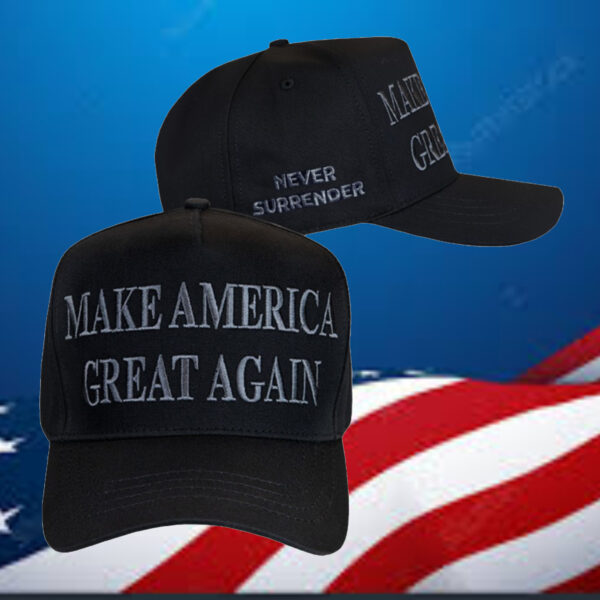 Trump Never Surrender Black MAGA 47 Hat2